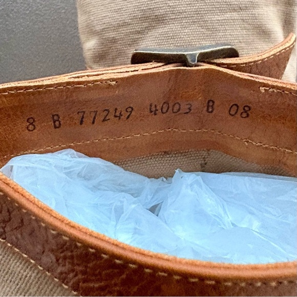 Frye Tan Leather Canvas Mid Calf Boots Size 8 Western Buckle Riding Boots - Picture 7 of 8